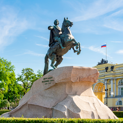 Man on Horse Statue in St Petersburg Russia